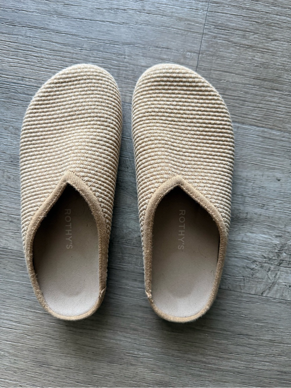 Rothy's Women's Tan Ribbed Slip-On Mules size 10